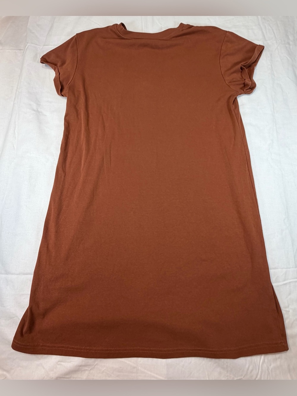 Bohme Essentials Short Sleeve Crewneck Tee Dress - Rust Brown - Picture 2 of 7